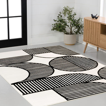 Nordby Geometric Arch Scandi Striped Area Rug